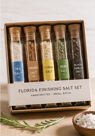 Curated finishing salt and spice set from The Main Ingredient